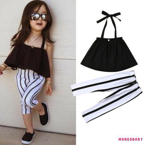 ☞MG-Toddler Kids Girls Outfits Clothes Casual Crop Tops+Pants Leggings Set