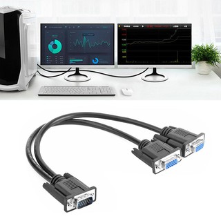 ♬CS✍VGA Splitter Cable 1 Computer to Dual 2 Monitor Male to Female Adapter Wire Cord