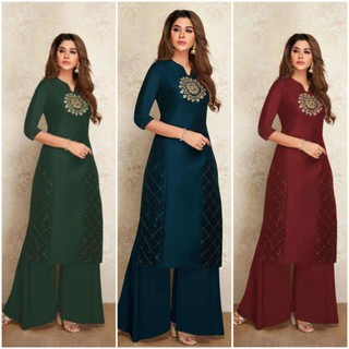 PREORDER Officewear Readymade kurti plazzo set with 3/4th sleeve in attractive design and colors, casualwear