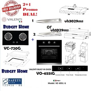 Valenti Hood and hob with oven bundle package built in oven