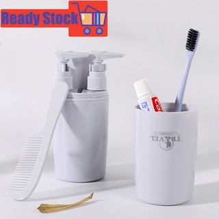 Travel Wash Toiletries Cup Set Toothbrush Box Shampoo Bath Empty Bottles Storage