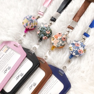 Retractable Badge Wheel FREE Lanyard Card Holder ID Tag PU Leather Handmade Trace Together Token
