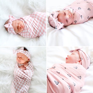 OMG* Infant Muslin Swaddle Wrap Baby Receiving Blanket Headband Set Newborn Sleeping Bag Hair Band