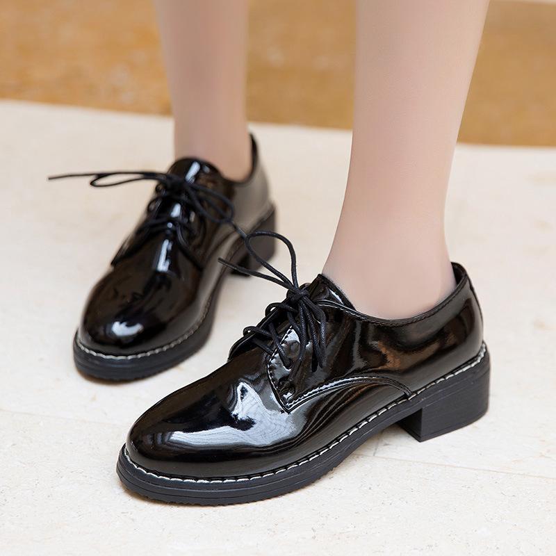 Flat bottom with black small shoes women work professional dress lace-up shoes