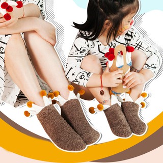 Parent-child socks wool ball home floor socks adult sleeping socks warm socks