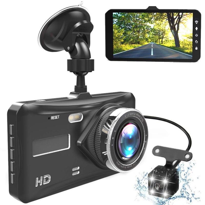 Dash Cam Dual Lens Full HD 1080P 4" IPS Car DVR Vehicle Camera