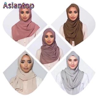 ASTP 【READY STOCK】Fashion Women Plain Bubble Chiffon Islamic Muslim Hijab Lady Wrap Shawl Scarf (1)