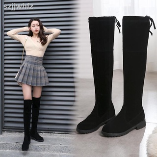 1102 Over-The-Knee Boots Women 2021 Autumn Winter Korean Version Long Flat Elastic Brushed All @-