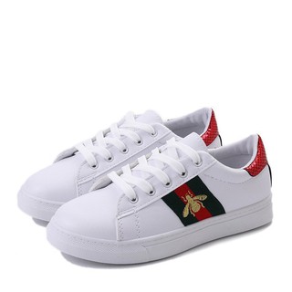 Women White Shoe Lace Embroidery Lace Up Shoes Flat Casual Sports Shoes