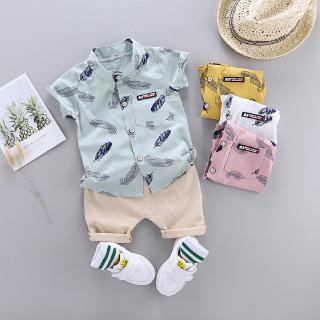 Korean children's clothing 2019 summer new small and medium-sized children's baby baby children's two-piece leaf shirt s
