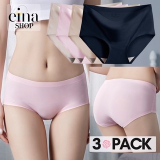 Einashop 3 pack Women Classic Seamless Ice Silk Panties