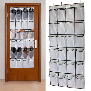 24 Large Mesh Pockets Over The Door Shoe Organiser, Closet Organiser