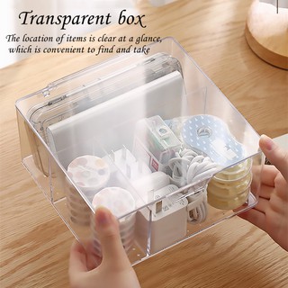 Dust-proof With Cover Transparent Cable Organizer Desktop Partition Storage Box Cosmetics Stationery Sundries Storage