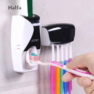 HL✄Bathroom Lazy Wall Mount Toothbrush Holder Automatic Toothpaste Dispenser Set