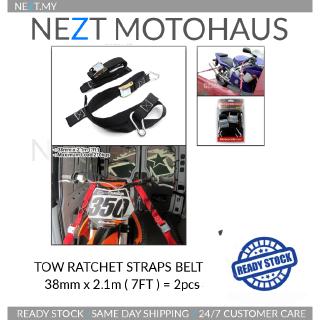 [Shop Malaysia] Tow Ratchet Straps belt Towing Tali Ikat ( 25mm x 4pcs / 38mm x 2pcs )