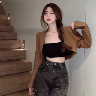 Retro Time Short Top Suit Outerwear Korean Version chic🔥Trendy Fashionable New Style Design Sense All-Match Waistcoat Cardigan