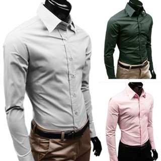Mens Luxury Formal Casual Business Long Sleeve Slim Fit Stylish Polo Shirts