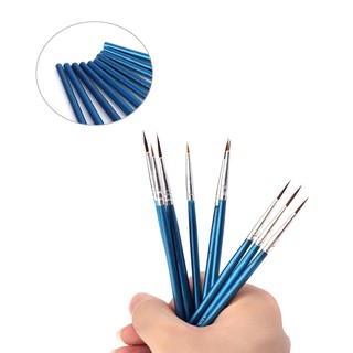 ❤❤10Pcs Nylon Hair Paint Brush Acrylic Watercolor Round Fine Hand Point Tip