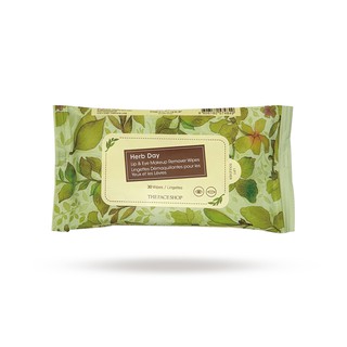 THE FACE SHOP Herb Day Lip & Eye Makeup Remover Wipes 1pack(30pcs)