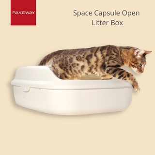 「Pakeway」Open Space Capsule Cat Litter Box Kitten Sandbox Pee Tray Kitty Poop Basin Animal Toilet Case Small/Mid/Large
