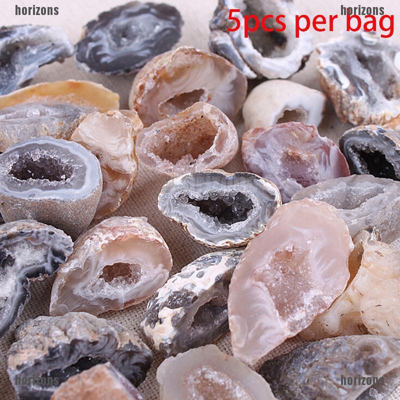 ZA 5Pcs Geodes Oco Agate Natural Crystals Druzy Halves Quartz Specimens BP (1)