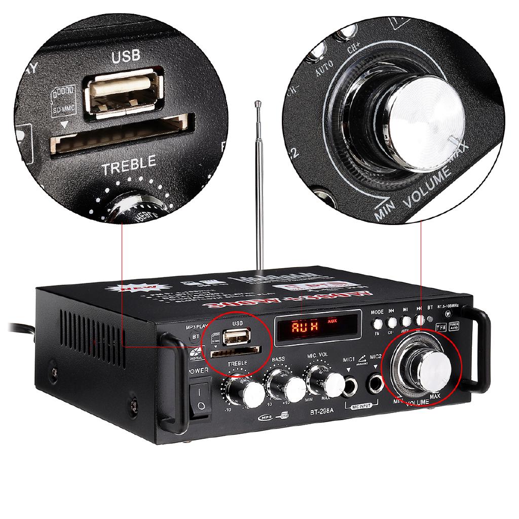 Bluetooth HIFI stereo amplifier 600W Bluetooth Stereo Audio Amplifier Car Home HiFi Music SD USB FM AMP 12V/220V