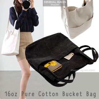 Large Thick Canvas Bucket Shoulder Bag 16oz Pure Thick Cotton