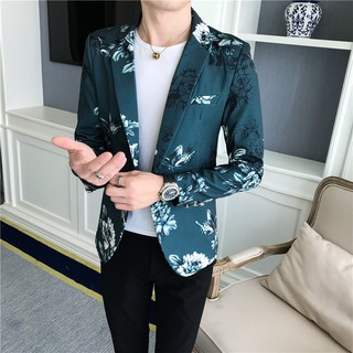 Floral Mens Banquet Suit Stage Blazers and Slim Men Green Jackets Fit Blazer (1)