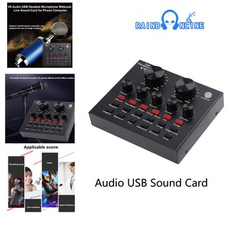 Computer V8 Audio Sing USB Headset Microphone Webcast Live Sound Card for Phone