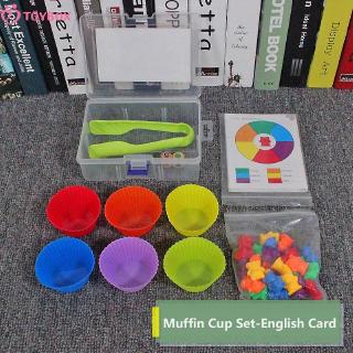 Baby Rainbow six color weights little bear children's puzzle toys counting math montessori teaching AIDS Puzzle toys
