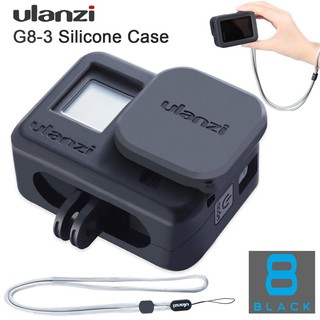 ULANZI Silicone Case Sleeve Protector + Lens Cap Cover + Lanyard Wrist Strap for GoPro HERO 8 BLACK