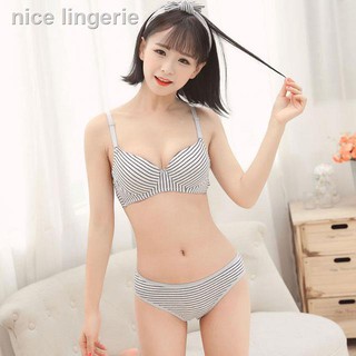 Bra-Underwear-New cute striped girlling lingerie set high school student small fresh bra 824