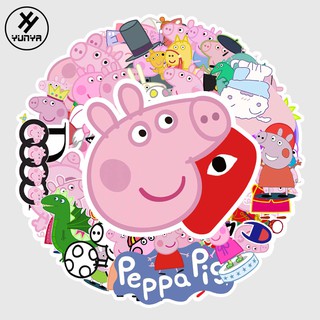 52PCS/SET Peppa Pig Cartoon Stickers Waterproof Luggage Refrigerator Bicycle Car Stickers Children Birthday Gift