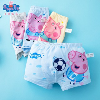 4 PCS Peppa Pig Kids Boy Cute Cartoon Printed Boxer Underwear Stripe Panties Organic Cotton Shorts Children's Briefs