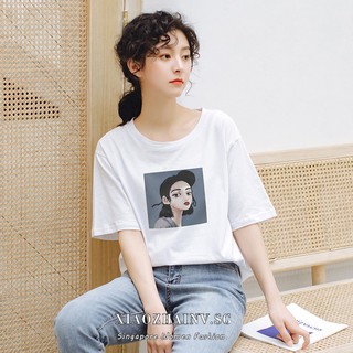 3 colors optional Print short-sleeved T-shirt female loose casual top student