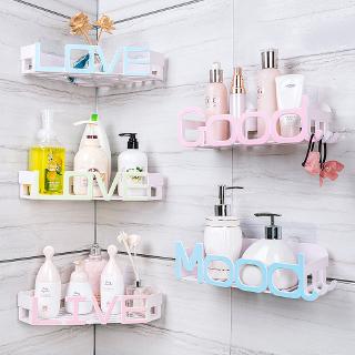 Lovely and Creative Bathroom Storage Rack , Strong Wall mounted Hole-Free No-punching Rack, Corner Storage Rack for bath items