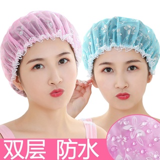 New Store Opening Low Price Discount Double-Layer Waterproof Shower Cap Female Bath Adult Head Cover Thickened Hair Drying Cap Female Children's Bathing Shower Cap Kitchen Lampblack Shower Cap