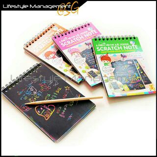 Mini Art/Graffiti Scratch Color DIY Creative Sketch/Note Book/Pad Rainbow (Pack of 10pcs)