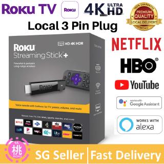 Roku Streaming Stick + Local 3 Pin Plug HD/4K/HDR Streaming Device with TV Controls (updated for 2019) TV stick
