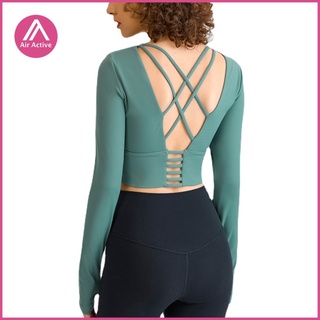 Air Active [Padded] Yoga Top Fashion Long Sleeve Sports Crop Top Sexy Beauty Back Shirt DS136 ST