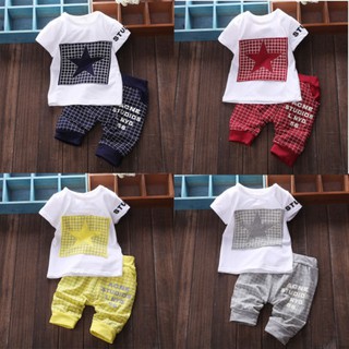 Baby Kids Boys Short Sleeve STAR Sportswear Suit Cotton T-shirt Top Short Pants
