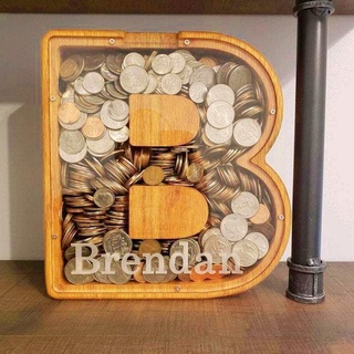 Initial Letter Piggy Bank Creative 26 English Alphabet Wooden Coin Money Saving Box Jar Coins Storage Box Desktop