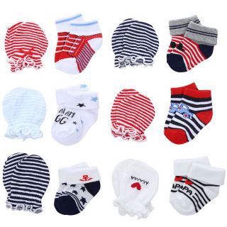 [Shop Malaysia] 2 in 1 Mitten Socks Booties Baby Newborn Infant Scratch Gloves Hand Cover