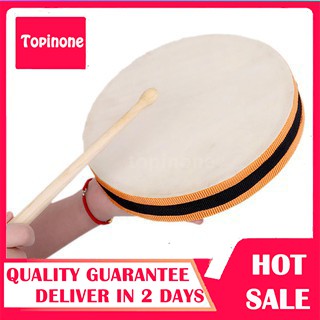 inone⭐8" Wood Hand Drum Dual Head with Drum Stick Percussion Musical Educational