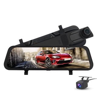 10Inch Full Screen Streaming Media Driving Recorder Rearview Mirror Front and Rear Double Recording Reversing Image Integrated Machine Large Screen Monitoring