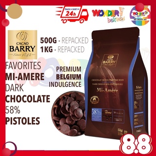 {MCO-SHIP IN 24 HOURS} Cacao Barry FAVORITES MI-AMERE 58% DARK CHOCOLATE COUVERTURE Pistoles | 500G | 1KG
