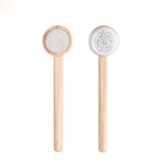 Qualitell Wood Double-sided Brush Back Bath Exfoliating Brush Bathroom Brush Shower Brush
