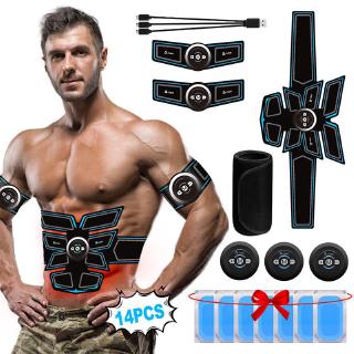 New EMS Muscle Training ABS Stimulator Trainer + 14pcs Gel Pads + Waist Trimmer Belt