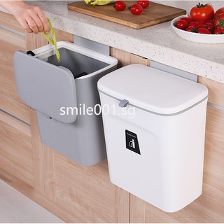 ✿Wall dustbin Trash Hanging ❍ Household to be creative bin with cover kitchen garbage receive cylinder cabinet door slide bin.