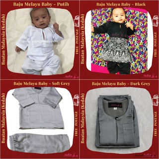 [Shop Malaysia] Baju Melayu Baby - White, Black, Grey (1)